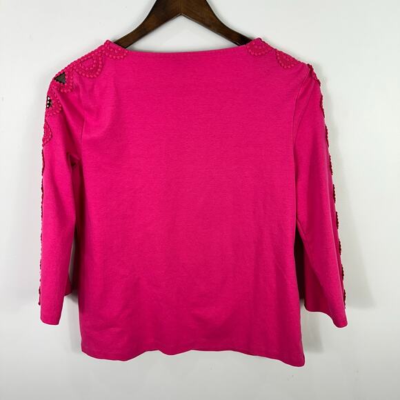 Talbots‎ Knit Top Women S Pink Cutout Sleeves Coquette Soft Girl Boho Romantic - Picture 6 of 6